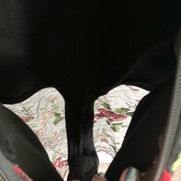 ASOS Black Mesh Floral Overlay Bodysuit Dress - Picture 9 of 16